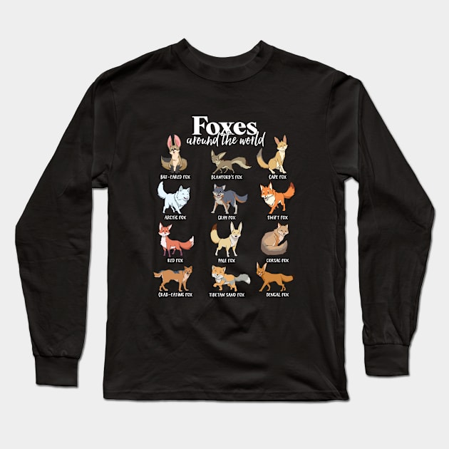 Foxes of the world Long Sleeve T-Shirt by Modern Medieval Design